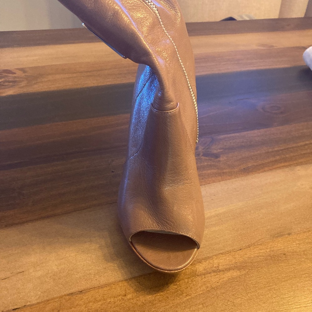 Chic Tan Peep-Toe Ankle Boots